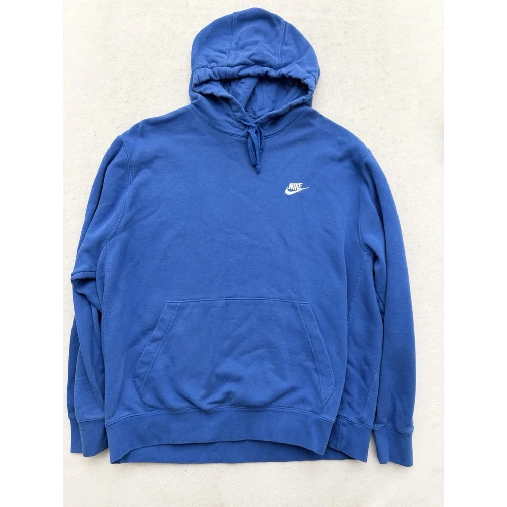 Nike Club Fleece Pullover Hoodie Mens‎ XL Light Blue White GREAT CONDITION
